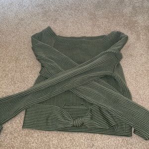 olive green cropped sweater